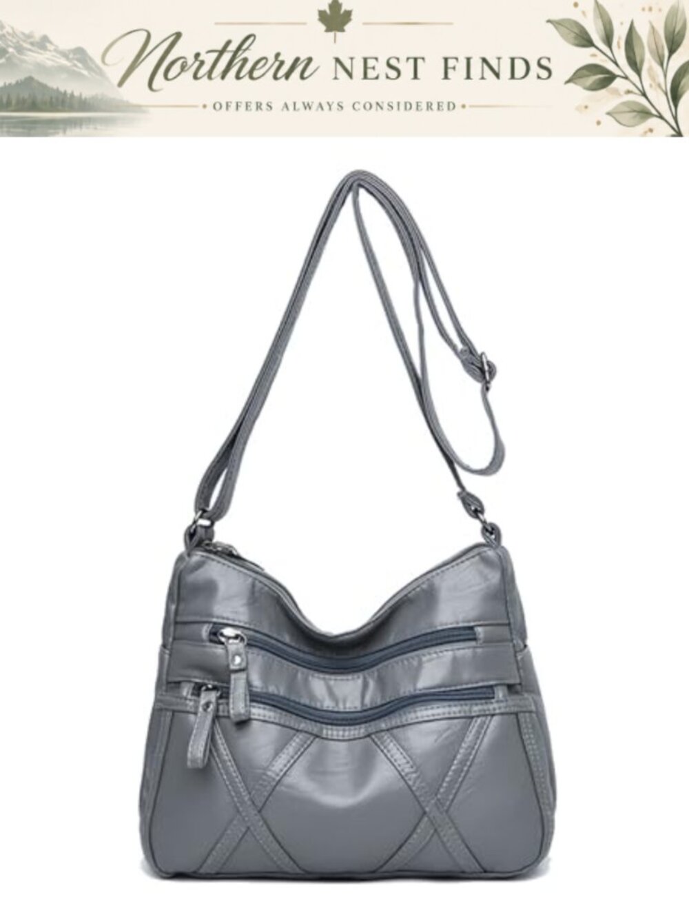 WITERY PU Leather Crossbody Bag Shoulder Handbag Hobo Purse Adjustable Strap